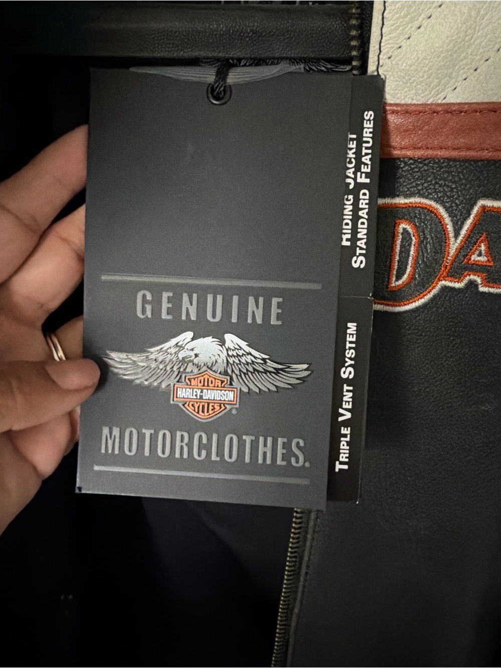 Harley-Davidson Black, Cream & Orange Racing Leather Jacket - Picture 3 of 10